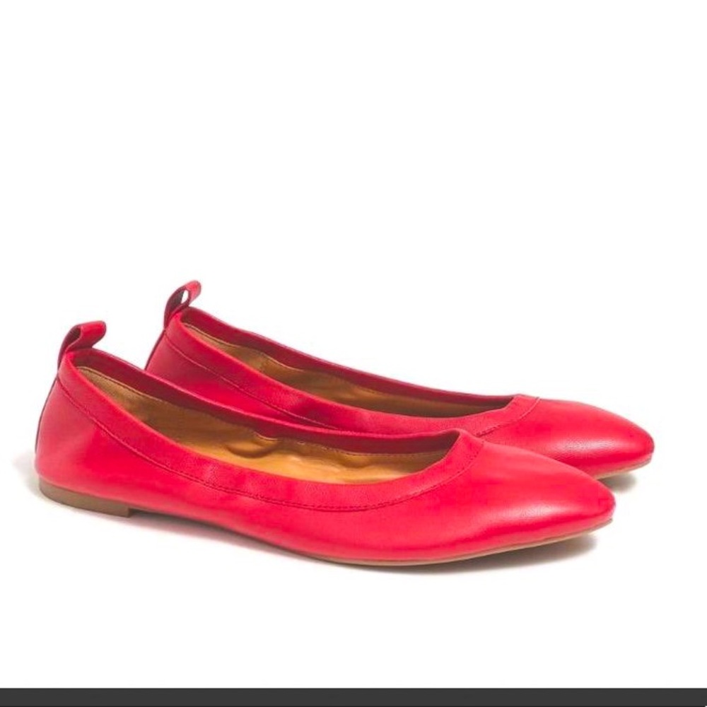 J Crew red leather ballet flats